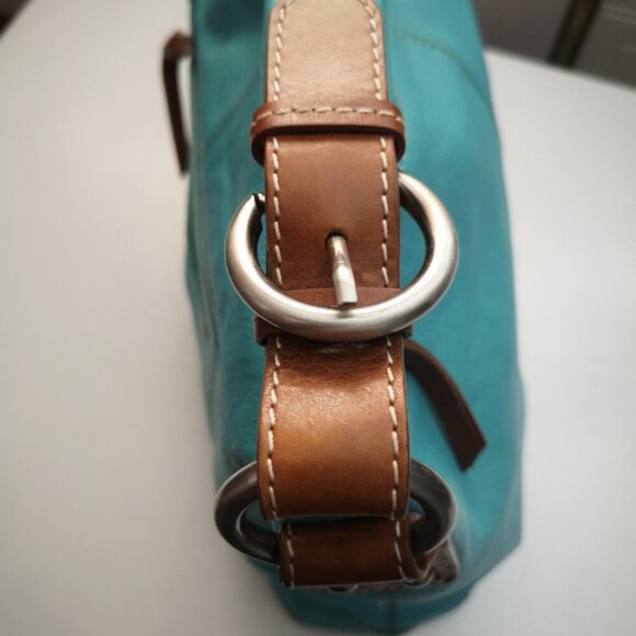 Nino BOSSI Turquoise and Brown Satchel - Picture 7 of 13